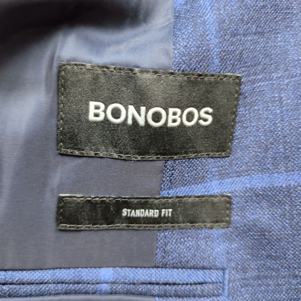 Bonobos Mens 44R Jetsetter Wool Blend Windowpane Plaid Blazer Navy Blue Standard - Picture 8 of 14